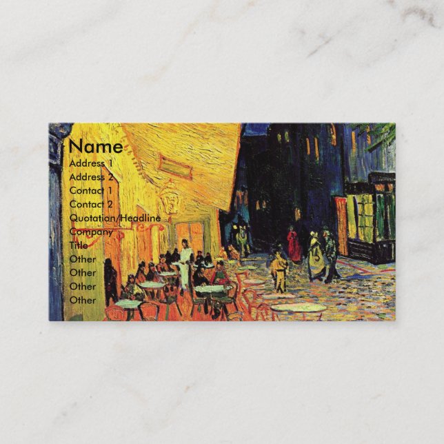 Van Gogh Cafe Terrace (F467)  Fine Art Business Card (Front)
