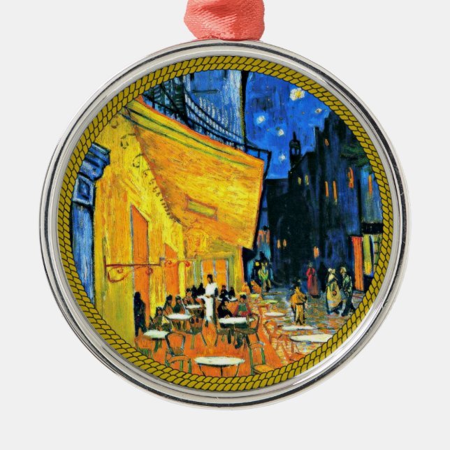 Van Gogh - Cafe Terrace, famous painting, Metal Ornament (Front)