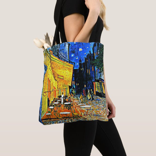 Van Gogh - Cafe Terrace, famous painting Tote Bag (Close Up)