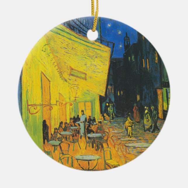 Van Gogh Cafe Terrace French Street Scene Ceramic Ornament (Front)