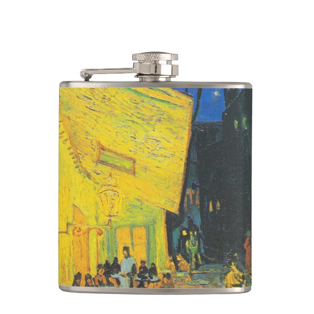 Van Gogh Cafe Terrace French Street Scene Hip Flask (Front)