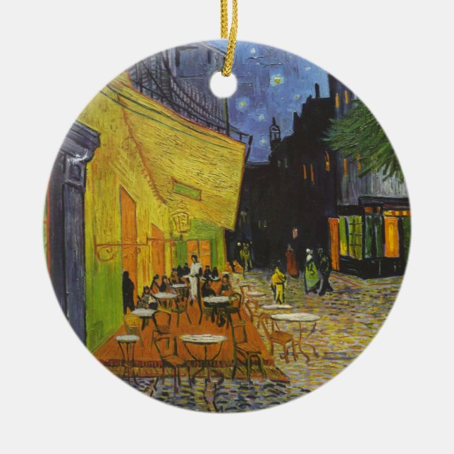 Van Gogh Cafe Terrace Post-Impressionist Ceramic Tree Decoration (Front)