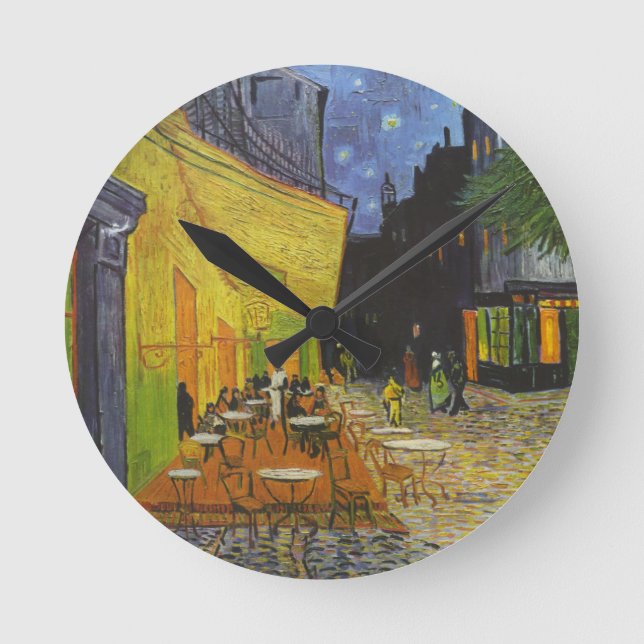 Van Gogh Cafe Terrace Post-Impressionist Round Clock (Front)