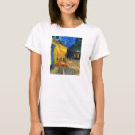 Van Gogh Café Terrace T-shirt<br><div class="desc">Van Gogh Café Terrace t-shirt. Oil painting on canvas from 1888. Van Gogh’s most celebrated cityscape,  Café Terrace Place du Forum Arles,  beautifully captures French nightlife in the late nineteenth century. A great gift for fans of van Gogh,  cafes,  cityscapes and French art.</div>