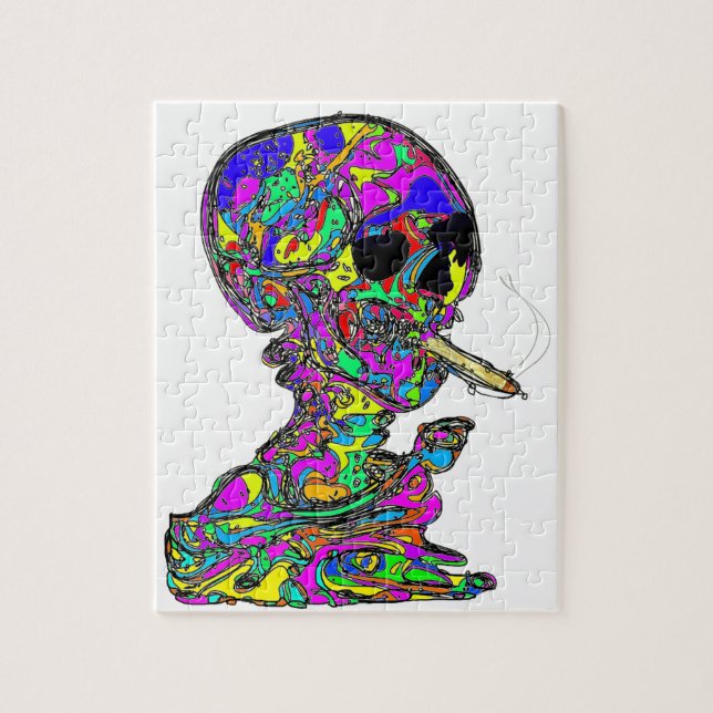 Van Gogh Calavera Smoking Cigarette Jigsaw Puzzle (Vertical)