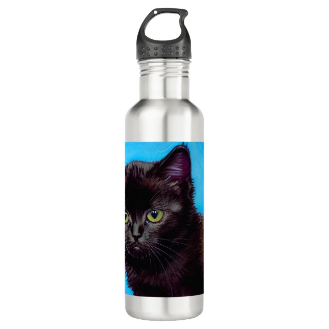 Van Gogh Cat and Flowers 710 Ml Water Bottle (Front)