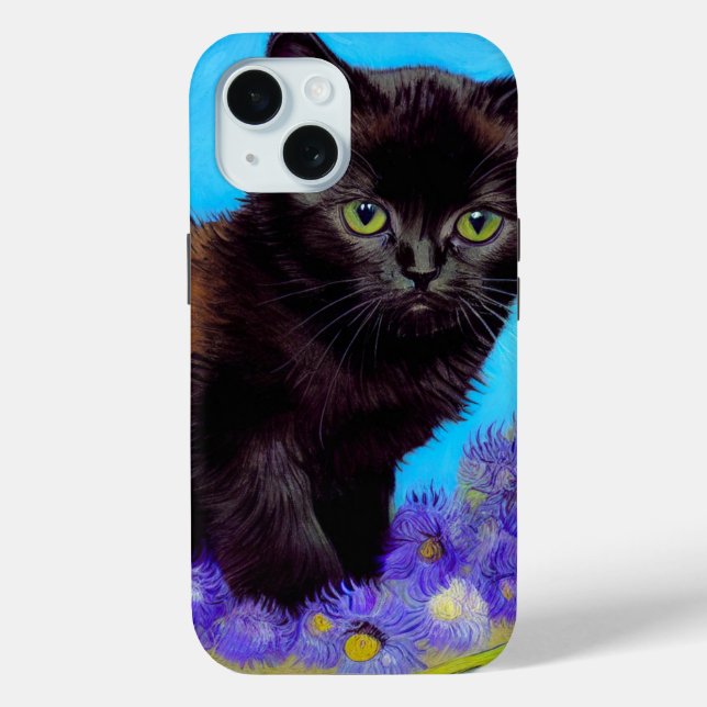 Van Gogh Cat and Flowers Case-Mate iPhone Case (Back)