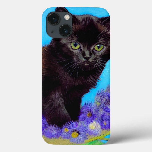 Van Gogh Cat and Flowers Case-Mate iPhone Case (Back)