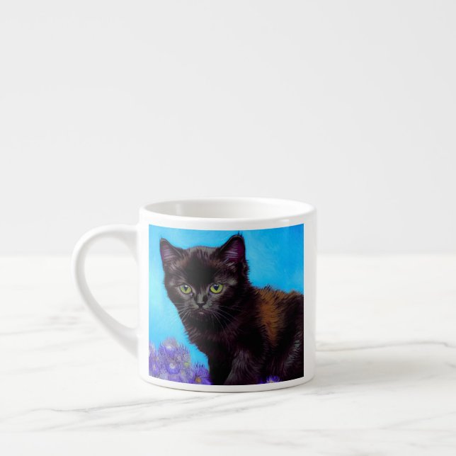 Van Gogh Cat and Flowers Espresso Cup (Left)