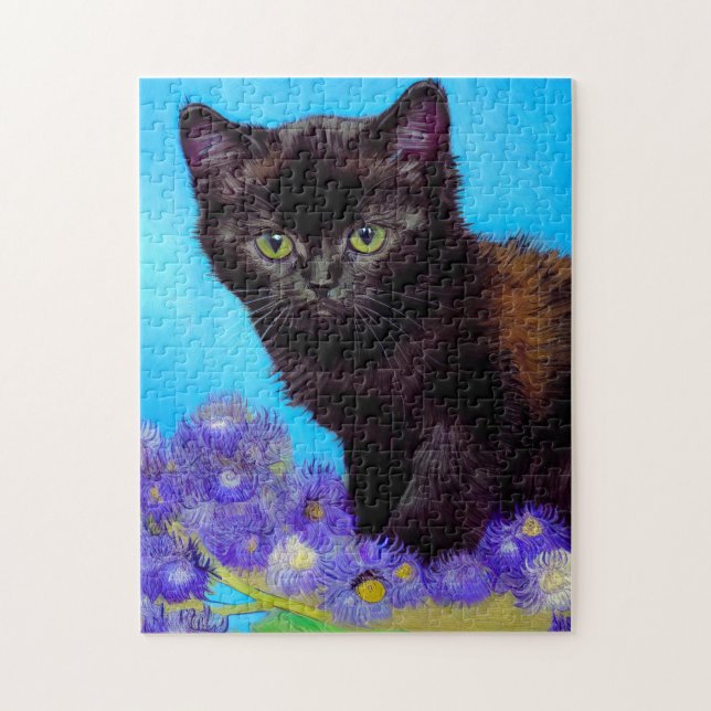 Van Gogh Cat and Flowers Jigsaw Puzzle (Vertical)