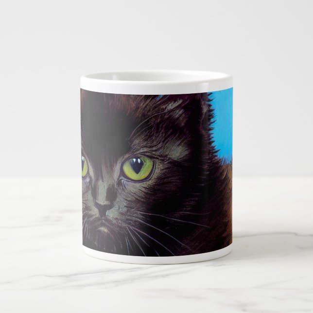 Van Gogh Cat and Flowers Large Coffee Mug (Front)