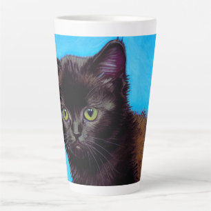 Van Gogh Cat and Flowers Latte Mug