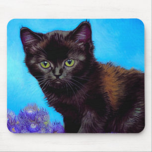 Van Gogh Cat and Flowers Mouse Pad