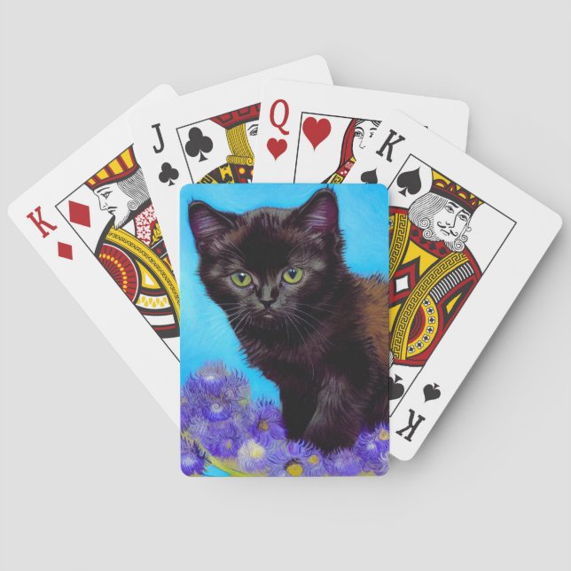 Van Gogh Cat and Flowers Playing Cards (Back)