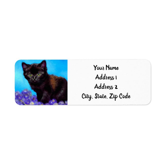 Van Gogh Cat and Flowers Return Address Label (Front)