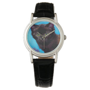 Van Gogh Cat and Flowers Watch
