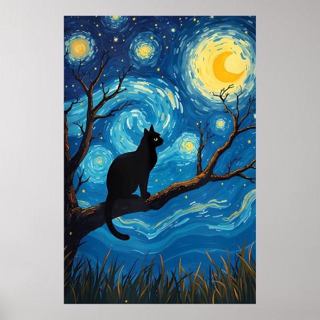 van Gogh Cat Art Poster (Front)