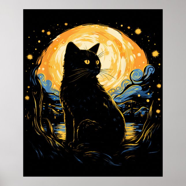 van Gogh Cat Art Poster (Front)