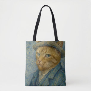 Van Gogh Cat Self Portrait Vintage Art Parody Tote Bag