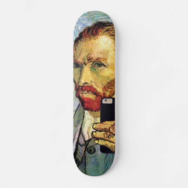 Van Gogh Cellphone Selfie Self Portrait Spoof Skateboard (Front)