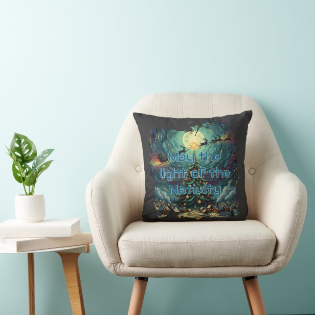 Van Gogh Christmas Starry Night Throw Pillow (Chair)