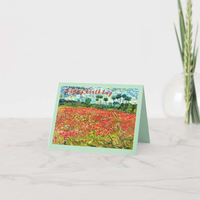 VAN GOGH Classic "Field with Poppies" Birthday Card (Front)
