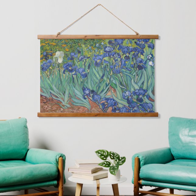 Van Gogh Classic Painting Irises Floral Botanical Hanging Tapestry (Living Room)