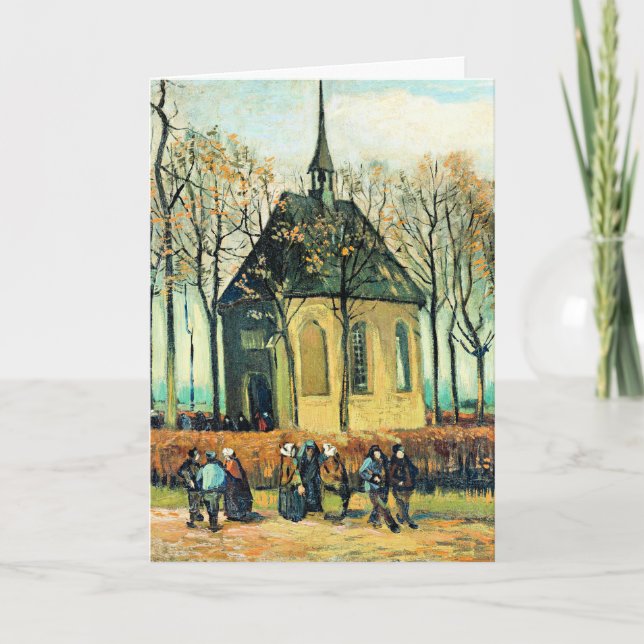 Van Gogh - Congregation leaving Reformed Church Card (Front)