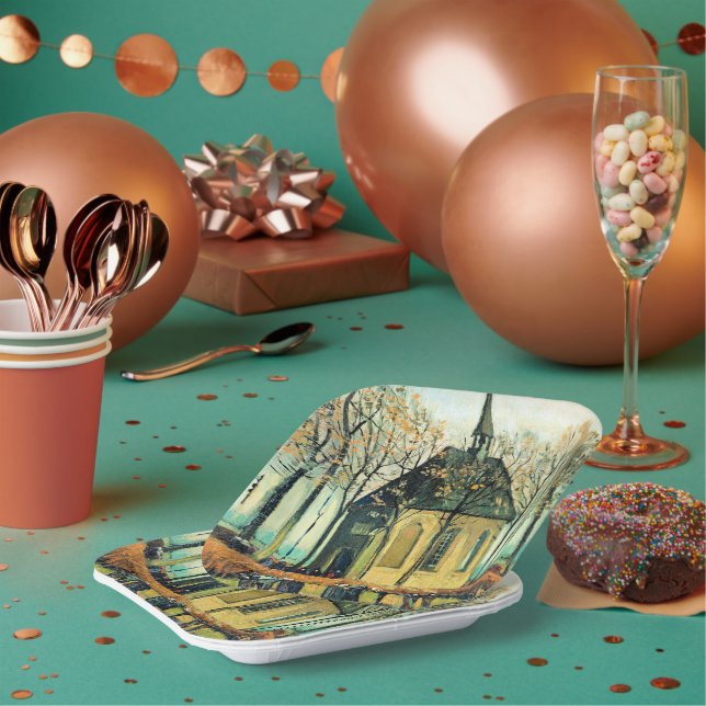 Van Gogh - Congregation, Reformed Church Paper Plate (Multi)
