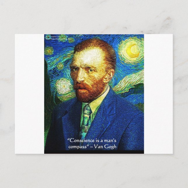 Van Gogh "Conscience Compass" Quote Gifts Tees Etc Postcard (Front)