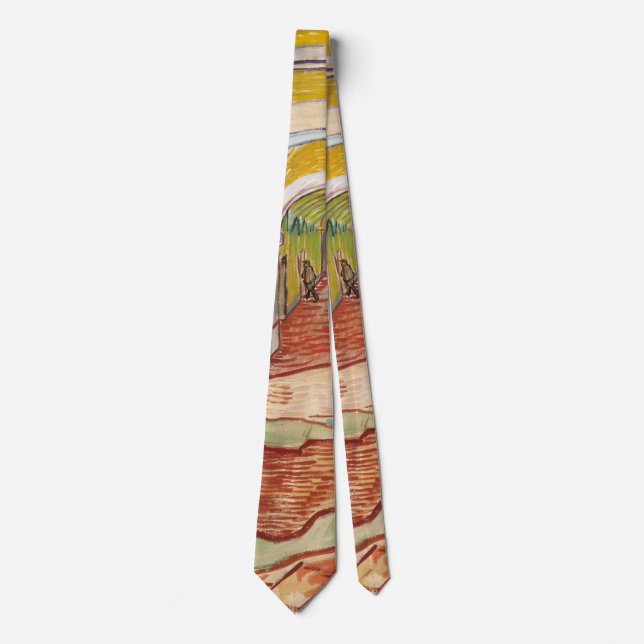 Van Gogh Corridor Asylum Yellow Impressionist Art Tie (Front)