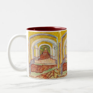 Van Gogh Corridor Asylum Yellow Impressionist Art Two-Tone Coffee Mug