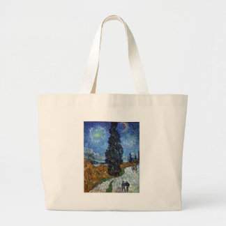 Van Gogh- Country Road in Provence by Night Large Tote Bag