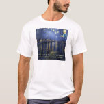 Van Gogh Courage Quote T-Shirt<br><div class="desc">You are viewing a gift, tee, mug, phone case, apron, bag, cap or other gift or collectable by Rick London Designs. This item features a graphic of Vincent Van Gogh (and a Gogh painting “Starry Night Over The Rhone”) plus one of his most famous quotes; “What would life be if...</div>