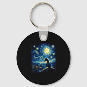 Van Gogh Cowgirl Horse Starry Funny Night Horses L Key Ring