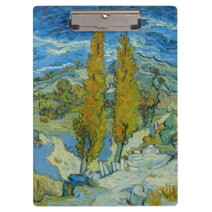 Van Gogh Cypresses - Swirling Blue Sky Art Clipboard