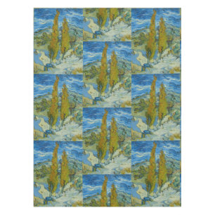 Van Gogh Cypresses - Swirling Blue Sky Art Tablecloth