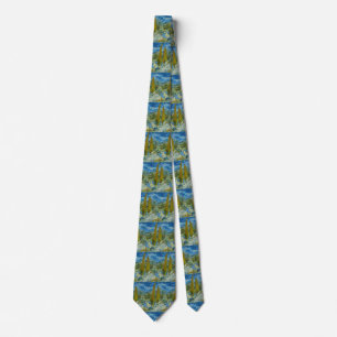 Van Gogh Cypresses - Swirling Blue Sky Art Tie