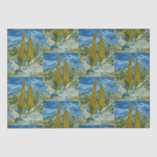 Van Gogh Cypresses - Swirling Blue Sky Art Tissue Paper