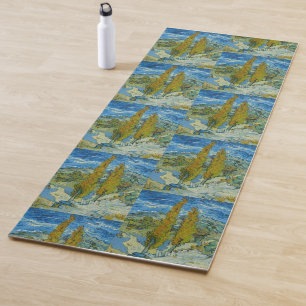 Van Gogh Cypresses - Swirling Blue Sky Art Yoga Mat