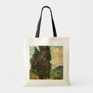 Van Gogh Cypresses, Vintage Landscape Fine Art Tote Bag