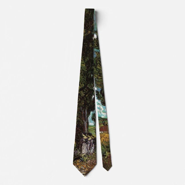 Van Gogh Cypresses with Two Female Figures Tie (Front)