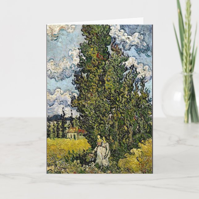 Van Gogh - Cypresses with Two Women Card (Front)
