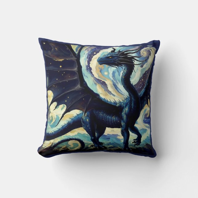 Van Gogh Dragon Night And Day Cushion (Front)