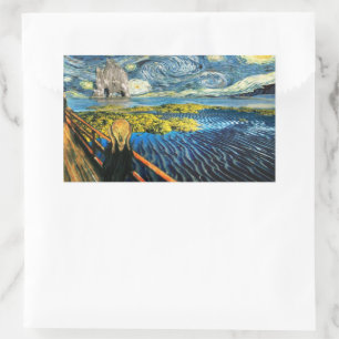 Van Gogh Edvard Meets Vincent Starry Night Rectangular Sticker