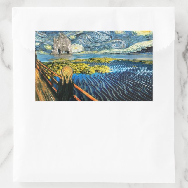 Van Gogh Edvard Meets Vincent Starry Night Rectangular Sticker (Bag)