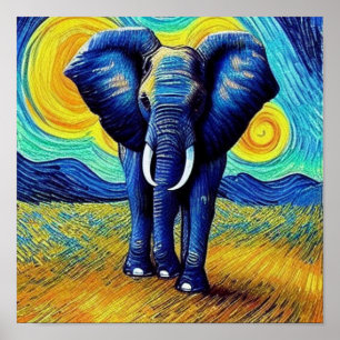 Van Gogh Elephant Poster