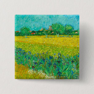 Van Gogh Field with Irises Near Arles 15 Cm Square Badge