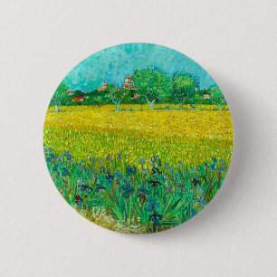 Van Gogh Field with Irises Near Arles 6 Cm Round Badge