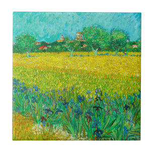 Van Gogh Field with Irises Near Arles Ceramic Tile